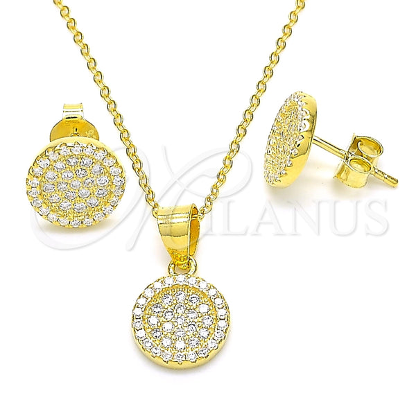 Juego de Arete y Dije de Adulto 10.369.0002.2 Plata Rodinada, con Zirconia Cubica Blanca y Cristal Blanca, Pulido, Tono Dorado
