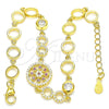 Pulsera Elegante 03.369.0002.5.07 Plata Rodinada, Diseño de Flor, con Zirconia Cubica Rubi y Blanca, Pulido, Tono Dorado (Grosor 06 MM, 7 Pulgadas de Largo)