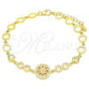 Pulsera Elegante 03.369.0002.5.07 Plata Rodinada, Diseño de Flor, con Zirconia Cubica Rubi y Blanca, Pulido, Tono Dorado (Grosor 06 MM, 7 Pulgadas de Largo)