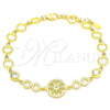 Pulsera Elegante 03.369.0002.6.07 Plata Rodinada, Diseño de Flor, con Zirconia Cubica Verde Claro y Blanca, Pulido, Tono Dorado (Grosor 06 MM, 7 Pulgadas de Largo)