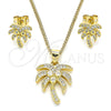 Juego de Arete y Dije de Adulto 10.342.0009 Oro Laminado, Diseño de Ãrbol, con Blanca Zirconia Cubica, Pulido, Tono Dorado