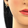 Juego de Arete y Dije de Adulto 10.342.0012.1 Oro Laminado, con Multicolor Zirconia Cubica, Pulido, Tono Dorado