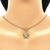 Juego de Arete y Dije de Adulto 10.342.0013 Oro Laminado, Diseño de Estrella, con Micro Pave Blanca, Pulido, Tono Dorado
