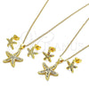 Juego de Arete y Dije de Adulto 10.342.0013 Oro Laminado, Diseño de Estrella, con Micro Pave Blanca, Pulido, Tono Dorado