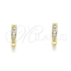 Argolla Huggie 02.195.0105.10 Oro Laminado, con Blanca Micro Pave, Pulido, Tono Dorado