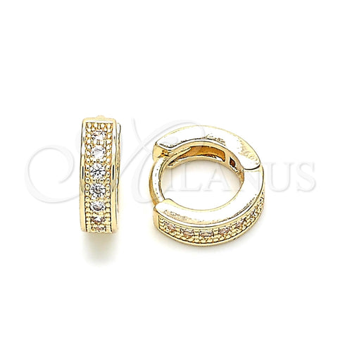Argolla Huggie 02.195.0106.10 Oro Laminado, con Blanca Micro Pave, Pulido, Tono Dorado