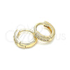 Argolla Huggie 02.195.0110.10 Oro Laminado, con Micro Pave Blanca, Pulido, Tono Dorado
