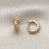 Argolla Huggie 02.195.0110.10 Oro Laminado, con Micro Pave Blanca, Pulido, Tono Dorado