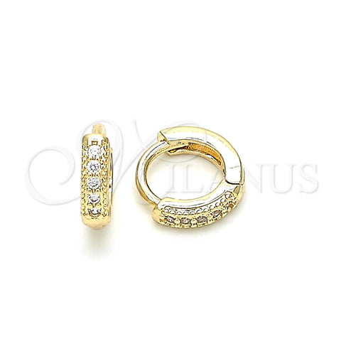 Argolla Huggie 02.195.0110.10 Oro Laminado, con Micro Pave Blanca, Pulido, Tono Dorado