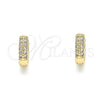 Argolla Huggie 02.195.0111.10 Oro Laminado, con Blanca Micro Pave, Pulido, Tono Dorado