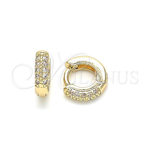 Argolla Huggie 02.195.0111.10 Oro Laminado, con Blanca Micro Pave, Pulido, Tono Dorado