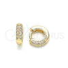 Argolla Huggie 02.195.0111.10 Oro Laminado, con Blanca Micro Pave, Pulido, Tono Dorado