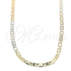 Gargantilla Basica 04.65.0200.24 Oro Laminado, Diseño de Mariner, Diamantado, Tres Tonos (04 MM Thickness, 24 Inches Length)
