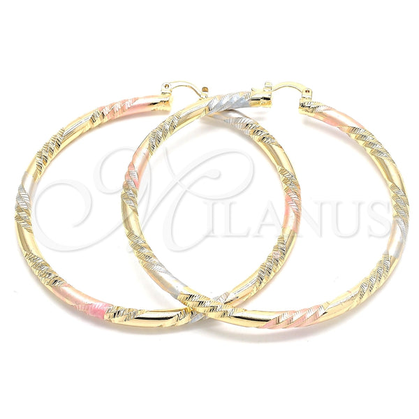 Argolla Extra Grande 02.170.0228.2.70 Oro Laminado, Diamantado, Tres Tonos