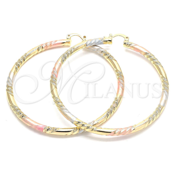 Argolla Extra Grande 02.170.0228.2.70 Oro Laminado, Diamantado, Tres Tonos