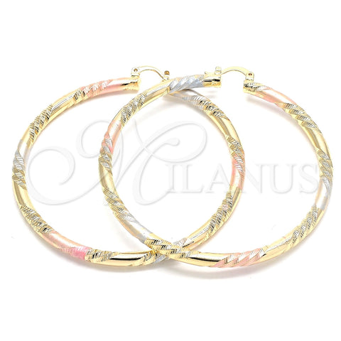 Argolla Extra Grande 02.170.0228.2.70 Oro Laminado, Diamantado, Tres Tonos