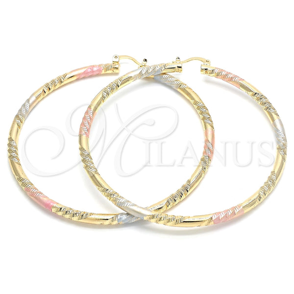 Argolla Extra Grande 02.170.0228.2.80 Oro Laminado, Diamantado, Tres Tonos