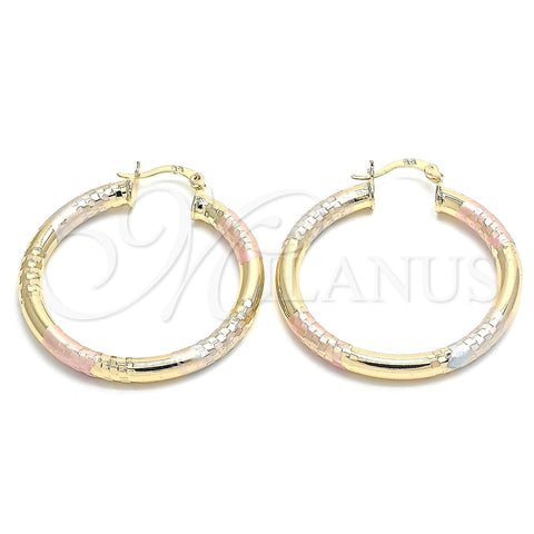 Argolla Mediana 02.170.0262.1.40 Oro Laminado, Diseño de Hueco, Pulido, Tres Tonos