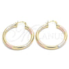 Argolla Mediana 02.170.0262.1.40 Oro Laminado, Diseño de Hueco, Pulido, Tres Tonos