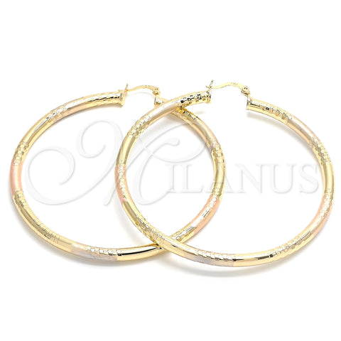 Argolla Extra Grande 02.170.0262.1.70 Oro Laminado, Diseño de Hueco, Diamantado, Tres Tonos