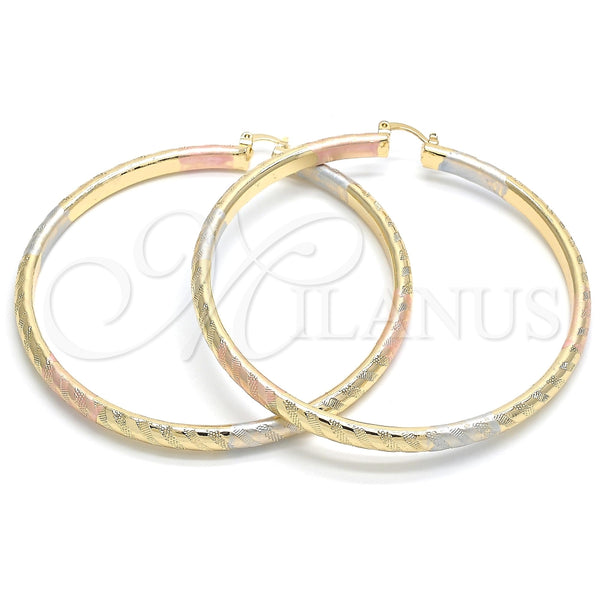 Argolla Extra Grande 02.170.0185.1.80 Oro Laminado, Pulido, Tres Tonos
