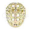 Anillo Elegante 01.233.0011.1.07 Oro Laminado, Diamantado, Tres Tonos (Size 7)