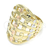 Anillo Elegante 01.233.0011.1.07 Oro Laminado, Diamantado, Tres Tonos (Size 7)