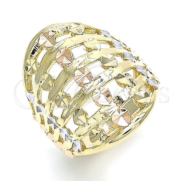 Anillo Elegante 01.233.0011.1.07 Oro Laminado, Diamantado, Tres Tonos (Size 7)