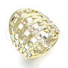 Anillo Elegante 01.233.0011.1.07 Oro Laminado, Diamantado, Tres Tonos (Size 7)