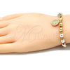 Rosario de Pulsera 03.351.0078.08 Oro Laminado, Diseño de San Benito, Pulido, Tres Tonos
