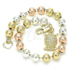 Rosario de Pulsera 03.351.0083.08 Oro Laminado, Diseño de Búho, Pulido, Tres Tonos