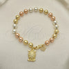 Rosario de Pulsera 03.351.0083.08 Oro Laminado, Diseño de Búho, Pulido, Tres Tonos