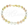Rosario de Pulsera 03.351.0084.08 Oro Laminado, Pulido, Tres Tonos