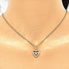 Juego de Arete y Dije de Adulto 10.233.0032.3 Oro Laminado, Diseño de Corazón, con Blanca Micro Pave and Blanca Zirconia Cubica, Pulido, Tono Dorado
