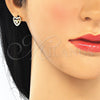Juego de Arete y Dije de Adulto 10.233.0032.3 Oro Laminado, Diseño de Corazón, con Blanca Micro Pave and Blanca Zirconia Cubica, Pulido, Tono Dorado