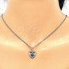 Juego de Arete y Dije de Adulto 10.233.0032.4 Rodio Laminado, Diseño de Corazón, con Zirconia Cubica Blanca y Multicolor, Pulido, Rodinado