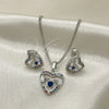 Juego de Arete y Dije de Adulto 10.233.0032.4 Rodio Laminado, Diseño de Corazón, con Zirconia Cubica Blanca y Multicolor, Pulido, Rodinado