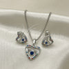 Juego de Arete y Dije de Adulto 10.233.0032.4 Rodio Laminado, Diseño de Corazón, con Zirconia Cubica Blanca y Multicolor, Pulido, Rodinado