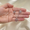 Juego de Arete y Dije de Adulto 10.233.0032.6 Rodio Laminado, Diseño de Corazón, con Zirconia Cubica Rubi y Blanca, Pulido, Rodinado