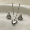 Juego de Arete y Dije de Adulto 10.233.0034.3 Rodio Laminado, Diseño de Corazón, con Zirconia Cubica Multicolor, Pulido, Rodinado