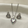 Juego de Arete y Dije de Adulto 10.233.0034.3 Rodio Laminado, Diseño de Corazón, con Zirconia Cubica Multicolor, Pulido, Rodinado
