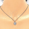 Juego de Arete y Dije de Adulto 10.233.0034.4 Rodio Laminado, Diseño de Corazón, con Zirconia Cubica Negro, Pulido, Rodinado