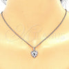 Juego de Arete y Dije de Adulto 10.233.0034.5 Rodio Laminado, Diseño de Corazón, con Zirconia Cubica Rubi y Blanca, Pulido, Rodinado