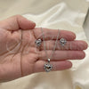 Juego de Arete y Dije de Adulto 10.233.0034.5 Rodio Laminado, Diseño de Corazón, con Zirconia Cubica Rubi y Blanca, Pulido, Rodinado