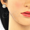 Juego de Arete y Dije de Adulto 10.233.0035.2 Oro Laminado, Diseño de Ãrbol, con Rubi and Blanca Zirconia Cubica, Pulido, Tono Dorado
