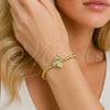 Pulsera Elegante 03.299.0025.07 Oro Laminado, Diseño de Bead Expandible y Abeja, con Zirconia Cubica Blanca, Pulido, Tono Dorado (Grosor 04 MM, 7 Pulgadas de Largo)