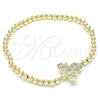 Pulsera Elegante 03.299.0025.07 Oro Laminado, Diseño de Bead Expandible y Abeja, con Zirconia Cubica Blanca, Pulido, Tono Dorado (Grosor 04 MM, 7 Pulgadas de Largo)
