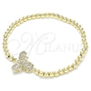 Pulsera Elegante 03.299.0025.07 Oro Laminado, Diseño de Bead Expandible y Abeja, con Zirconia Cubica Blanca, Pulido, Tono Dorado (Grosor 04 MM, 7 Pulgadas de Largo)
