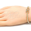 Pulsera Elegante 03.299.0028.07 Oro Laminado, Diseño de Bead Expandible y Corazón, con Blanca Micro Pave, Pulido, Tono Dorado (04 MM Thickness, 7 Inches Length)
