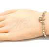 Pulsera Elegante 03.299.0032.07 Oro Laminado, Diseño de Bead Expandible y Corazón, con Blanca Zirconia Cubica, Pulido, Tono Dorado (04 MM Thickness, 7 Inches Length)